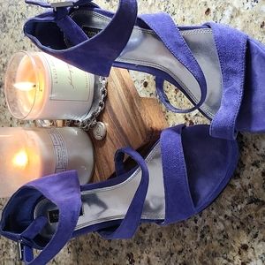 WHBM Gorgeous Blue Suede Strappy Stilleto